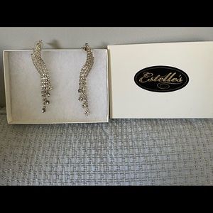 New shimmering hanging rhinestone pierced earrings